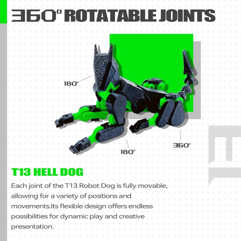 T13 ACTION FIGURE SET ASSEMBLY COMPLETED DUMMY 13 TITAN 13 ACTION FIGURES 3D PRINTED TOYS MULTI-JOINTED MOVABLE BLACK GREEN