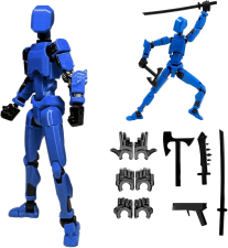 TITAN 13 ACTION FIGURE SET WITH ASSEMBLY COMPLETED & 3D PRINTED MULTI-JOINTED TITAN 13 ROBOT AND NOVA 13 ACTION FIGURE IN BLUE - IDEAL DECORATIONS FOR ACTION FIGURES - 1PC