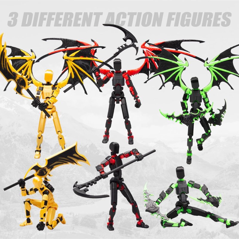 T13 ACTION FIGURE SET ASSEMBLY COMPLETED TITAN 13 ROBOT DUMMY 13 3D PRINTED ACTION FIGURE IDEAL COLLECTORS DESKTOP DECORATIONS RED