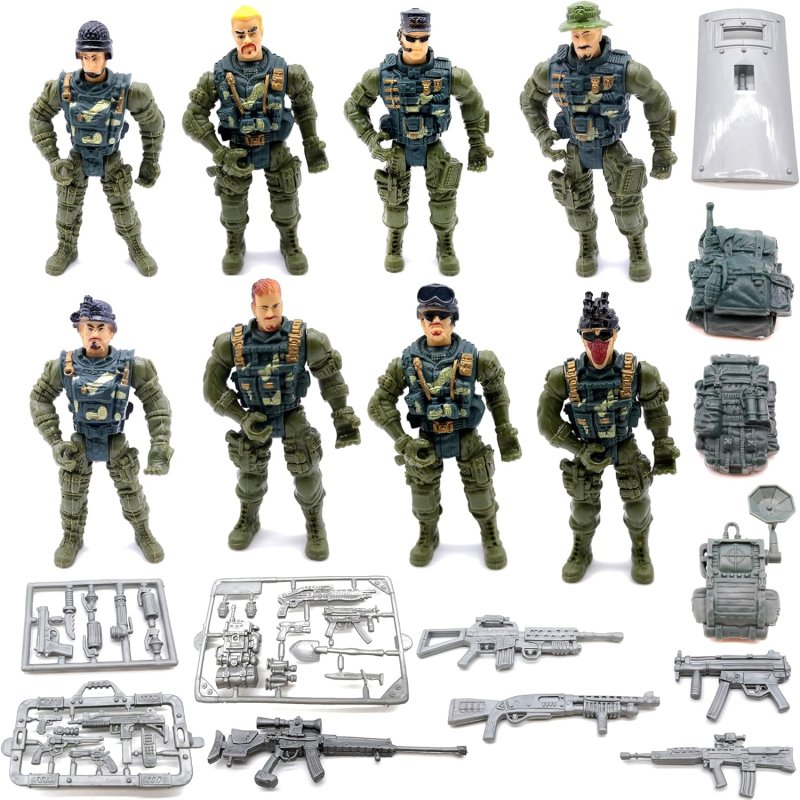 GUAISHOU ARMY MEN SOLDIERS TOYS 8 PACK MILITARY ACTION FIGURES REALISTIC ACCESSORIES SET