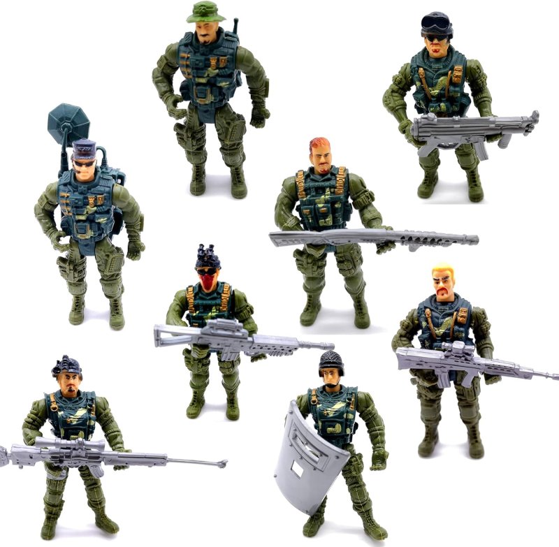 GUAISHOU ARMY MEN SOLDIERS TOYS 8 PACK MILITARY ACTION FIGURES REALISTIC ACCESSORIES SET