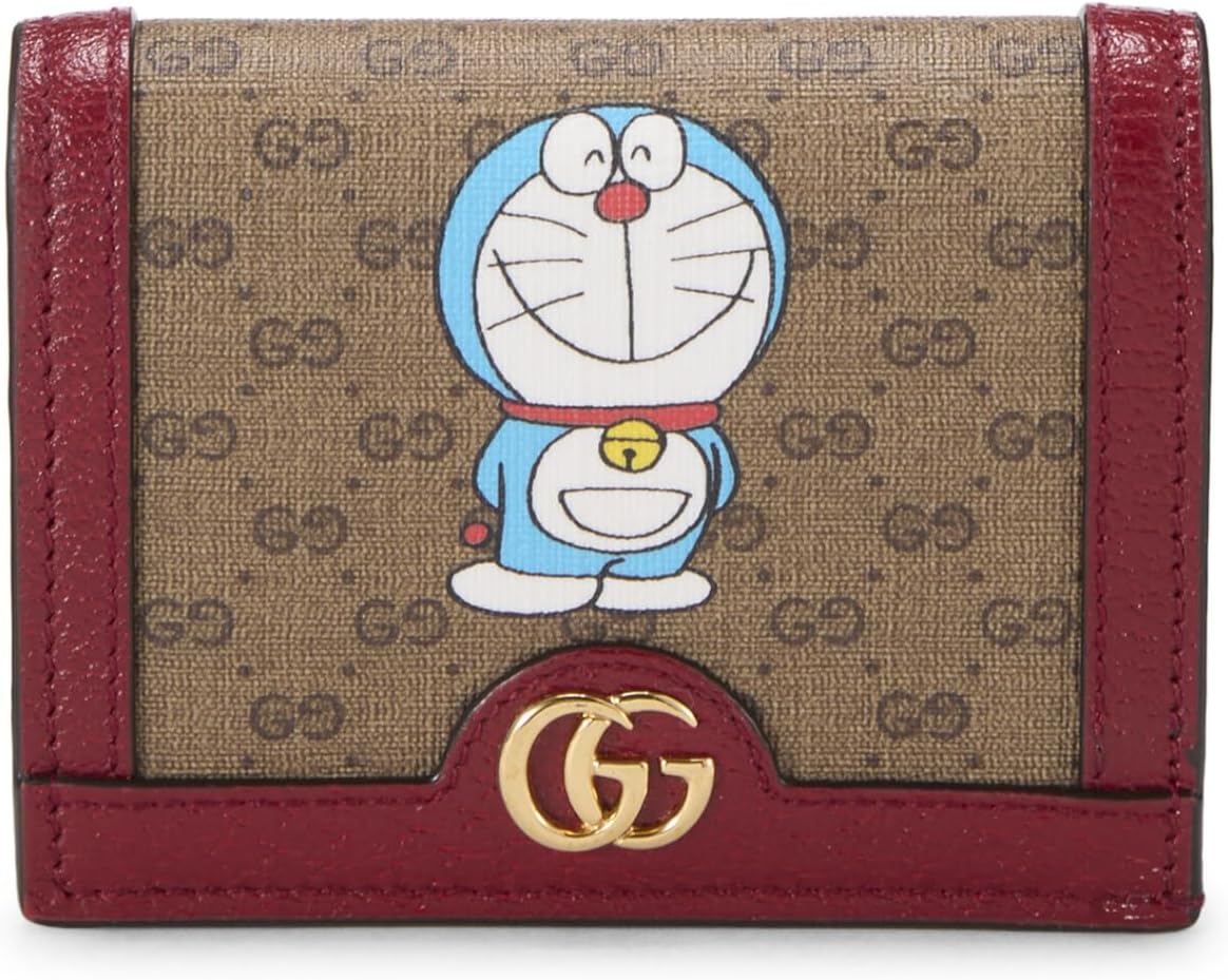 GUCCI PRE-LOVED DORAEMON X GUCCI COATED CANVAS COMPACT WALLET, RED