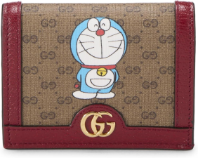 GUCCI PRE-LOVED DORAEMON X GUCCI COATED CANVAS COMPACT WALLET, RED