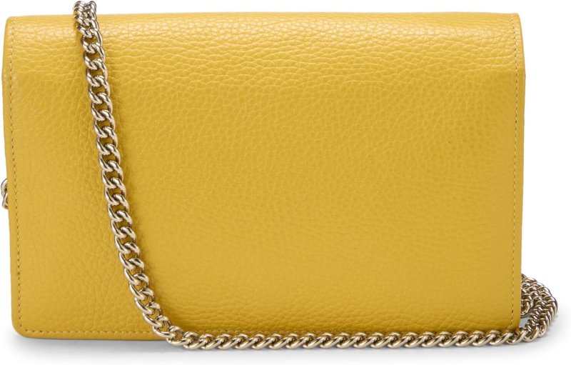 GUCCI PRE-LOVED YELLOW LEATHER SOHO WALLET ON CHAIN (WOC), YELLOW