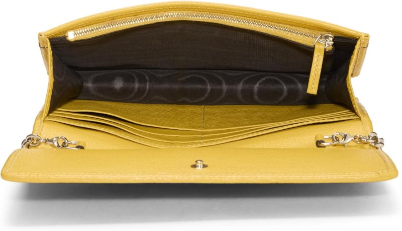GUCCI PRE-LOVED YELLOW LEATHER SOHO WALLET ON CHAIN (WOC), YELLOW