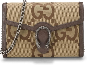 GUCCI PRE-LOVED JUMBO ORIGINAL GG CANVAS DIONYSUS WALLET ON CHAIN (WOC), BROWN