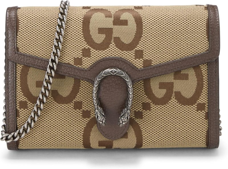 GUCCI PRE-LOVED JUMBO ORIGINAL GG CANVAS DIONYSUS WALLET ON CHAIN (WOC), BROWN