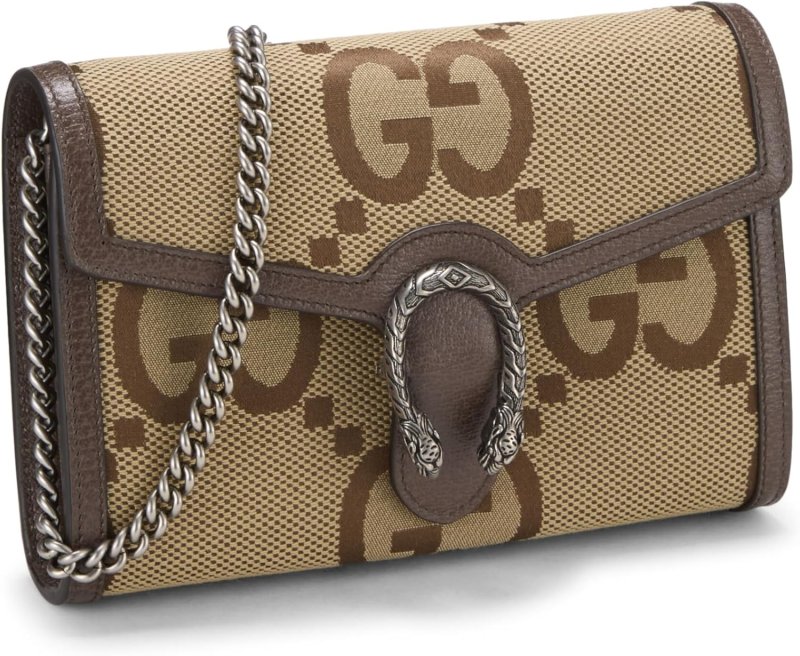 GUCCI PRE-LOVED JUMBO ORIGINAL GG CANVAS DIONYSUS WALLET ON CHAIN (WOC), BROWN