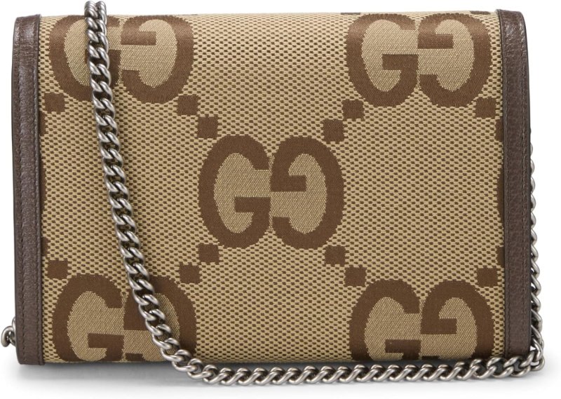 GUCCI PRE-LOVED JUMBO ORIGINAL GG CANVAS DIONYSUS WALLET ON CHAIN (WOC), BROWN