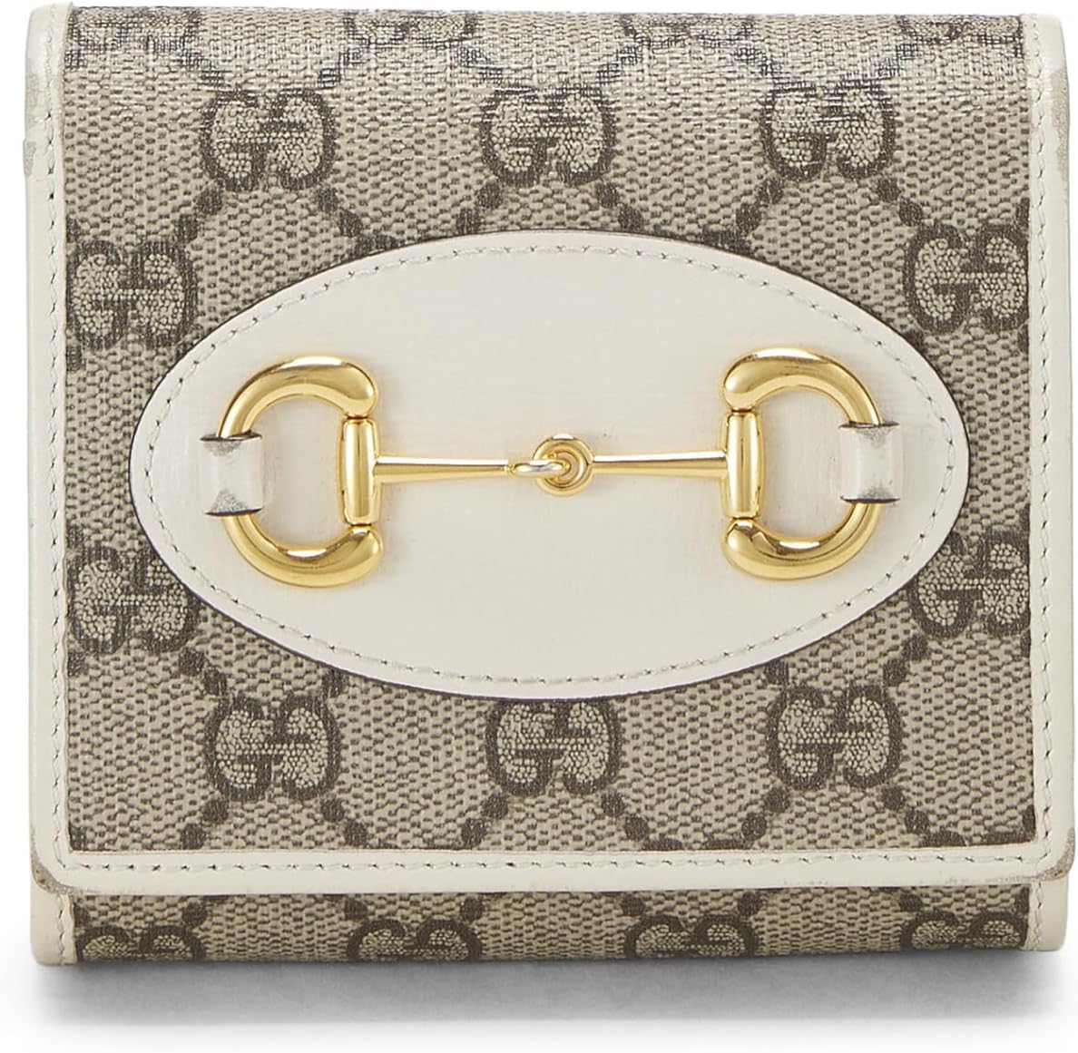 GUCCI PRE-LOVED WHITE ORIGINAL GG SUPREME CANVAS COMPACT WALLET, WHITE