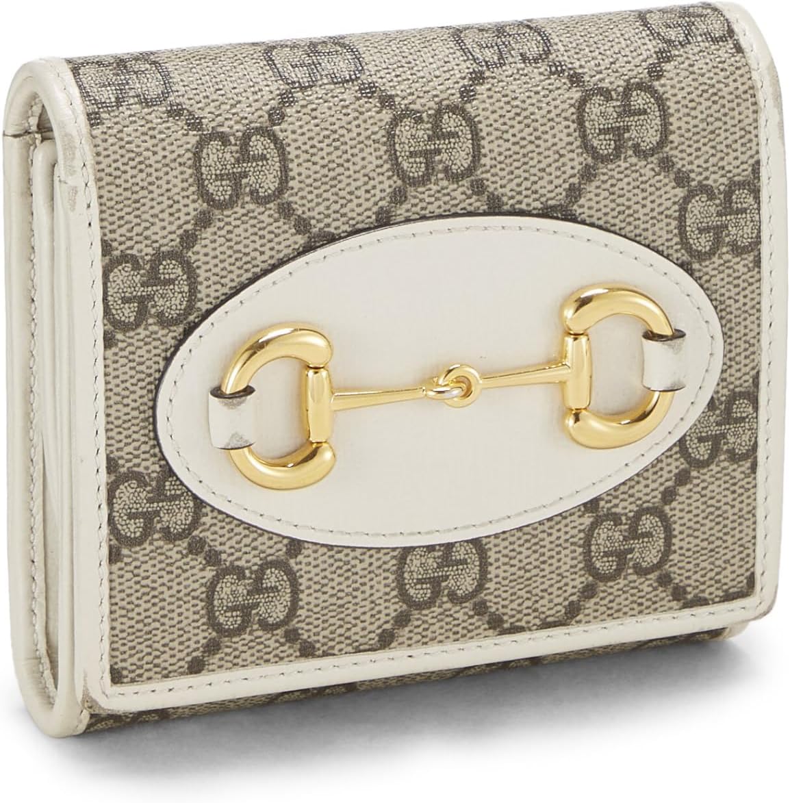 GUCCI PRE-LOVED WHITE ORIGINAL GG SUPREME CANVAS COMPACT WALLET, WHITE