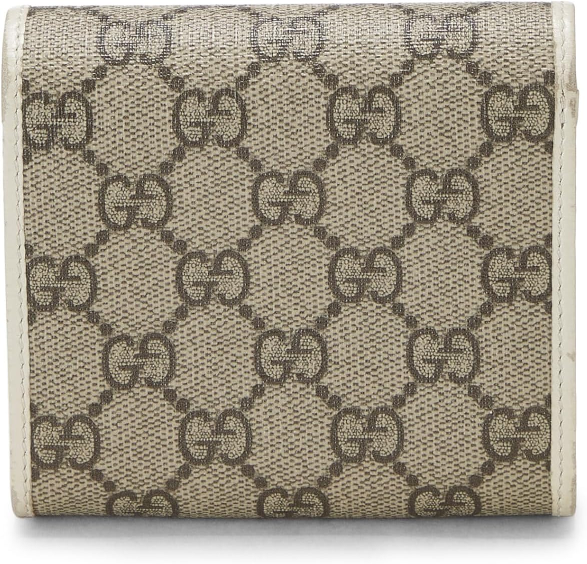 GUCCI PRE-LOVED WHITE ORIGINAL GG SUPREME CANVAS COMPACT WALLET, WHITE