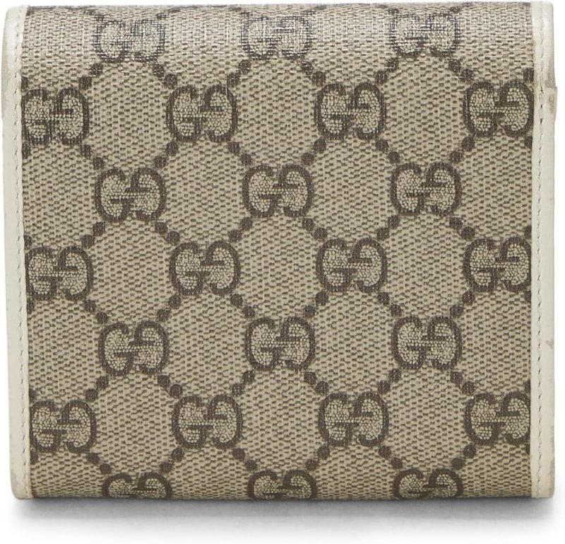 GUCCI PRE-LOVED WHITE ORIGINAL GG SUPREME CANVAS COMPACT WALLET, WHITE