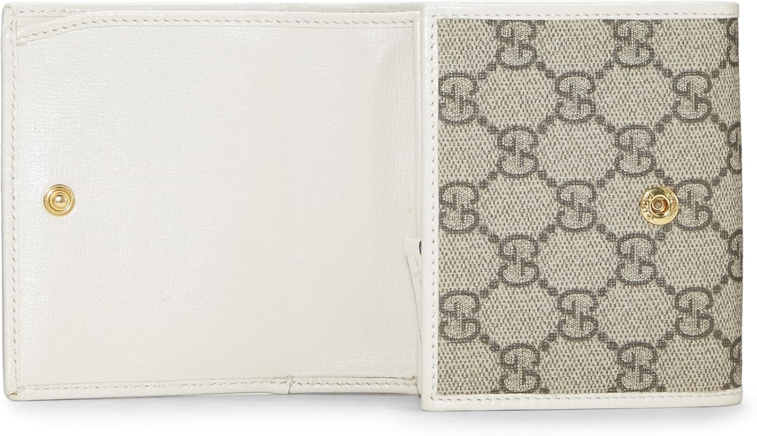 GUCCI PRE-LOVED WHITE ORIGINAL GG SUPREME CANVAS COMPACT WALLET, WHITE