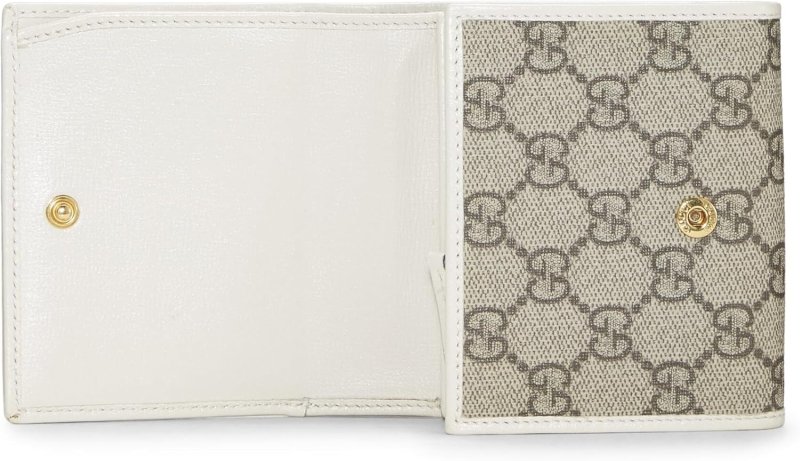 GUCCI PRE-LOVED WHITE ORIGINAL GG SUPREME CANVAS COMPACT WALLET, WHITE