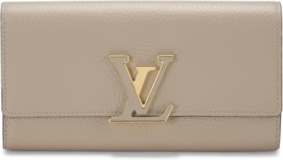 LOUIS VUITTON PRE-LOVED BEIGE TAURILLON LEATHER CAPUCINES WALLET, BEIGE