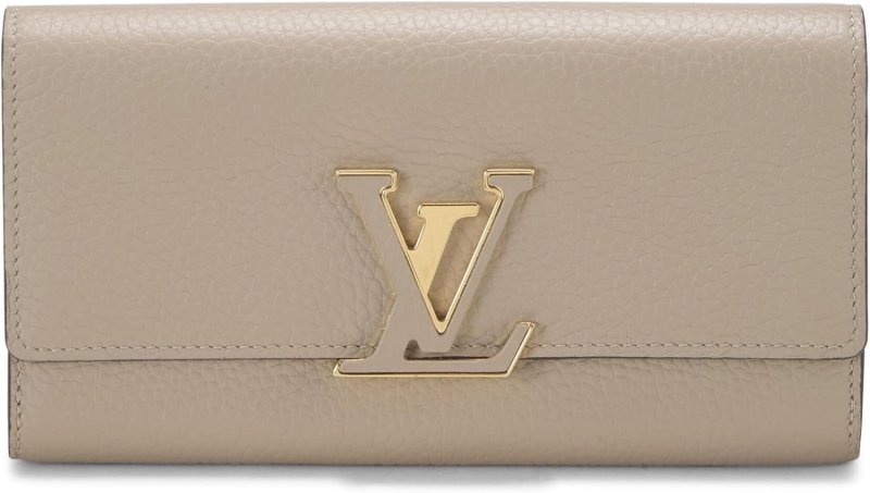 LOUIS VUITTON PRE-LOVED BEIGE TAURILLON LEATHER CAPUCINES WALLET, BEIGE