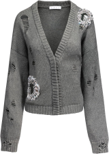 AREA DISTRESSED CRYSTAL CARDIGAN