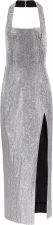 AREA CRYSTAL EMBELLISHED HALTER SLIT GOWN