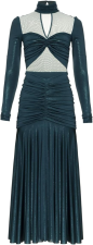PATBO METALLIC JERSEY AND TULLE MIDI DRESS