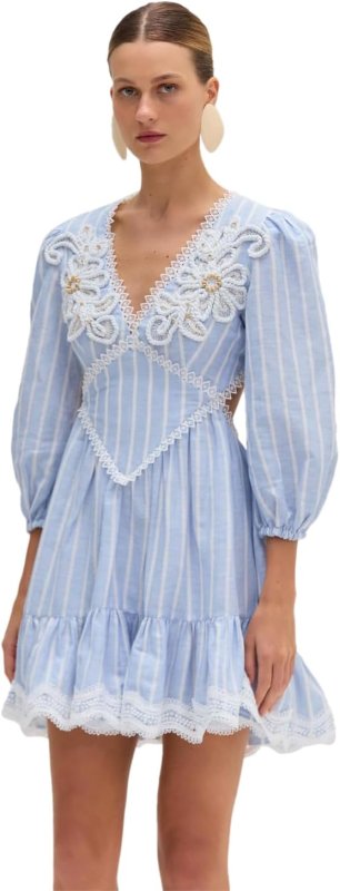 PATBO MARINE LINEN MINI DRESS