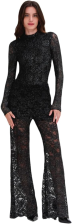 PATBO METALLIC LACE FLARE PANT
