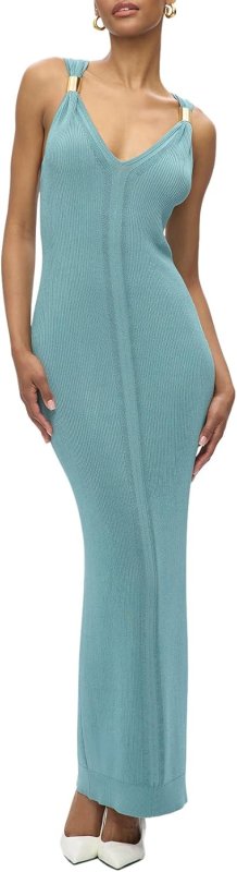 HERVE LEGER MEDIUM ATLANTIC DRESS BLUE OCEAN COLOR COCKTAIL NIGHT OUTFIT