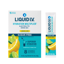LIQUID IV LEMON LIME SUGAR FREE HYDRATION MULTIPLIER POWDERED ELECTROLYTE DRINK MIX 15 COUNT PACKETS