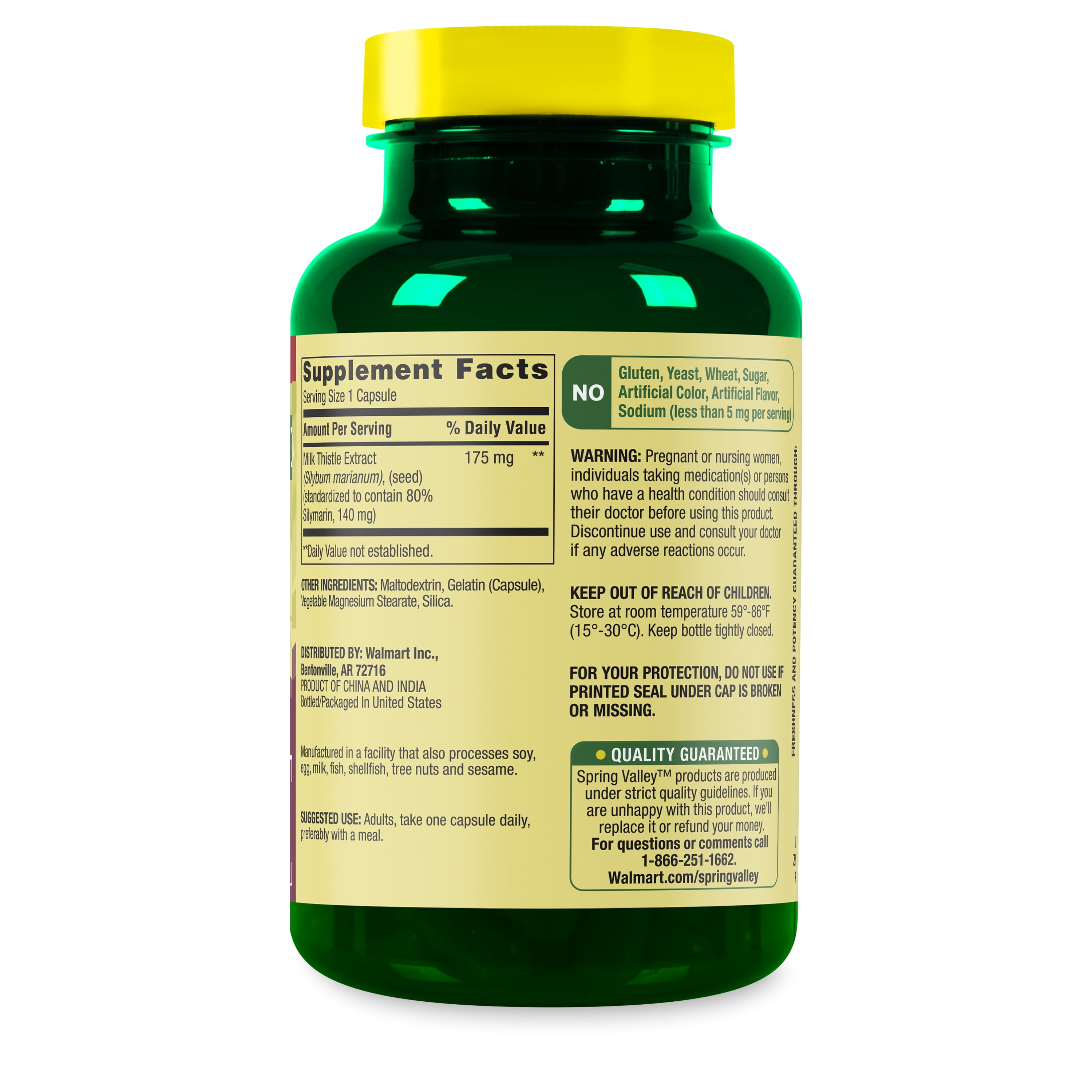SPRING VALLEY MILK THISTLE EXTRACT CAPSULES 175MG 180 GELATIN CAPSULES