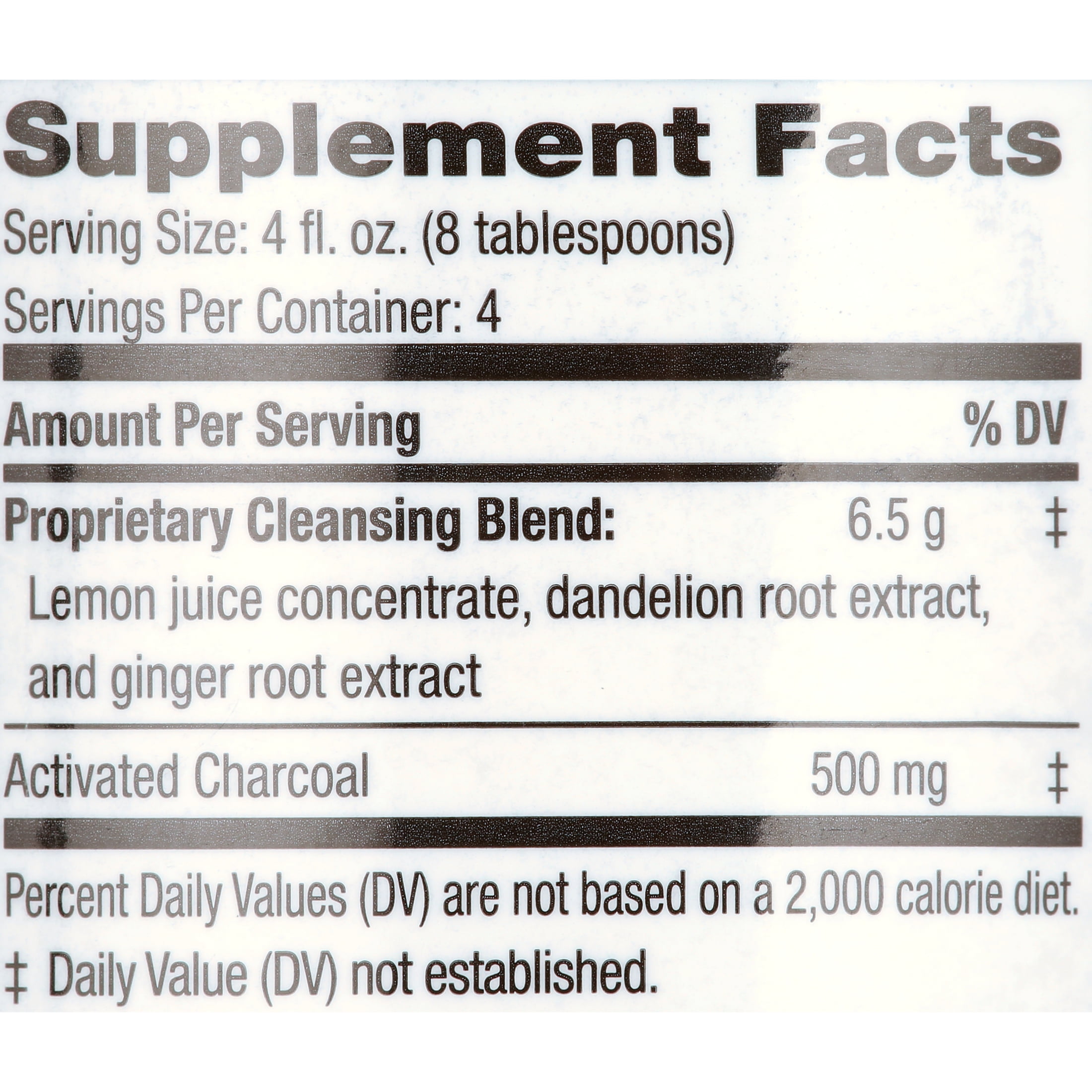 SPRING VALLEY LEMON CHARCOAL CLEANSE LIQUID SUPPLEMENT DETOX 16 FL OZ 4 SERVINGS