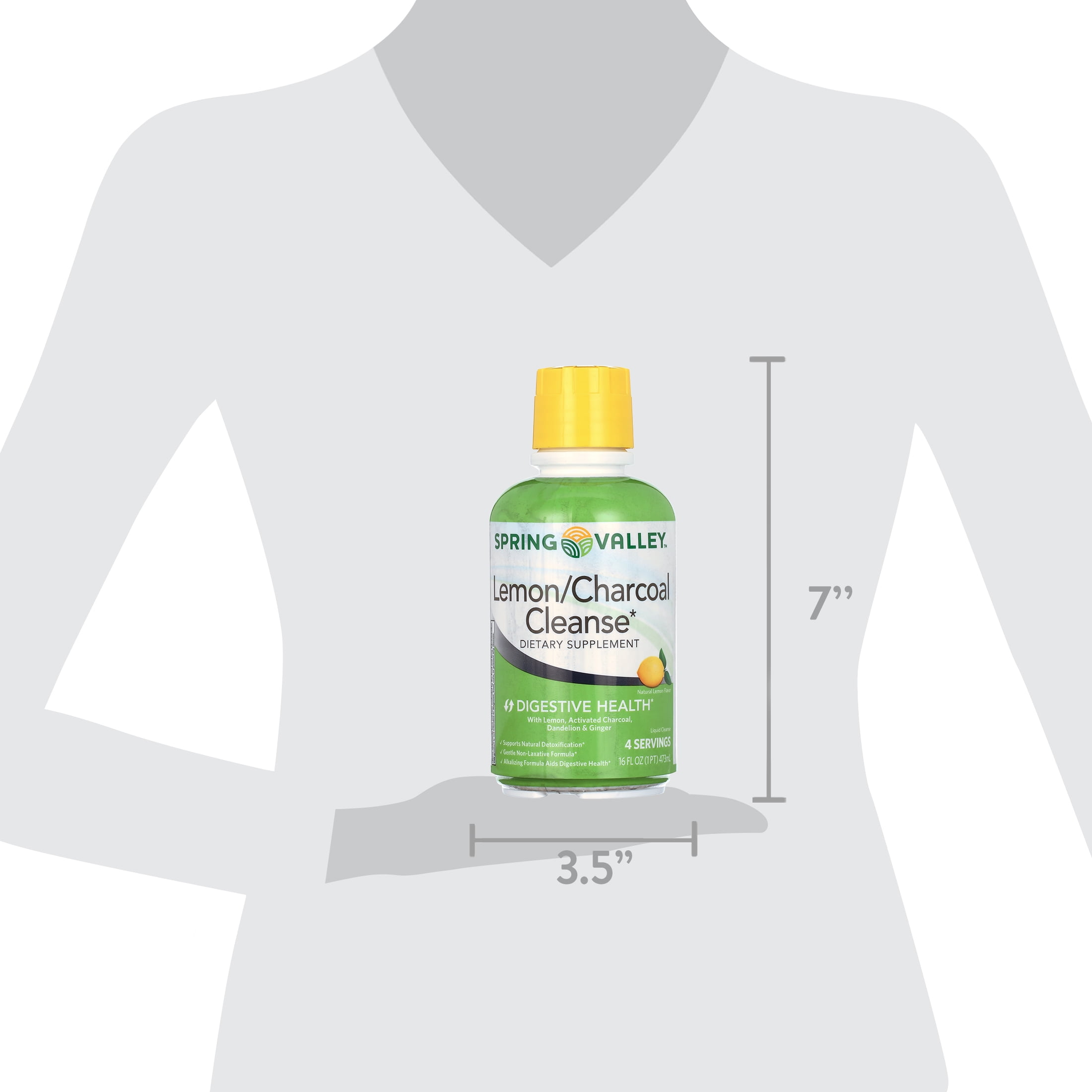 SPRING VALLEY LEMON CHARCOAL CLEANSE LIQUID SUPPLEMENT DETOX 16 FL OZ 4 SERVINGS