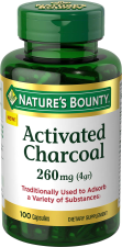 NATURE'S BOUNTY ACTIVATED CHARCOAL 260 MG 100 CAPSULES FOR DETOXIFICATION