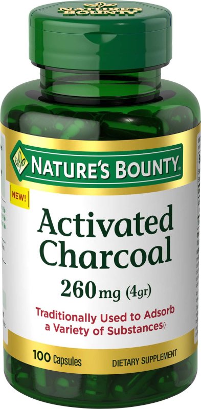 NATURE'S BOUNTY ACTIVATED CHARCOAL 260 MG 100 CAPSULES FOR DETOXIFICATION