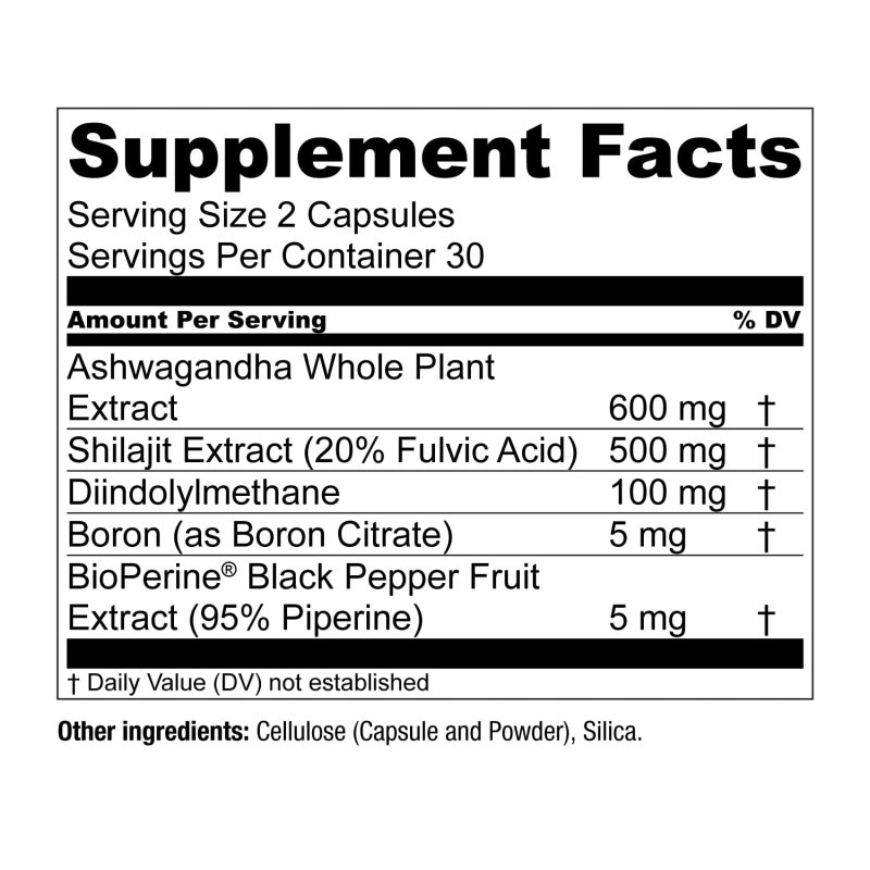 ESSENTIAL ELEMENTS - MALE HEALTH SUPPLEMENT FOR MUSCLE SUPPORT & T-HEALTH WITH DIM, ASHWAGANDHA, SHILAJIT - 60 SERVINGS