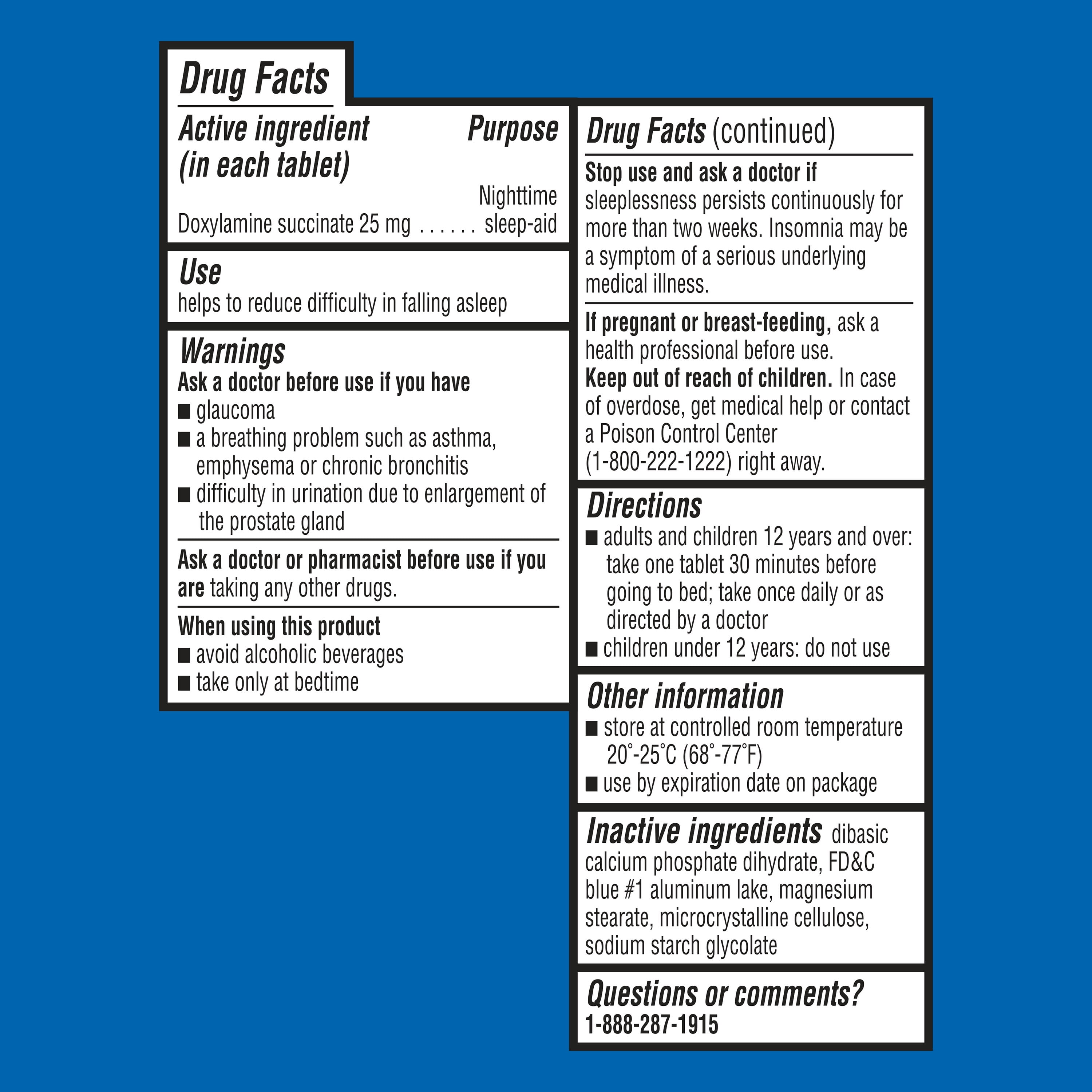 EQUATE 25MG DOXYLAMINE SUCCINATE NIGHTTIME SLEEP SUPPORT SUPPLEMENT 32 COUNT TABLETS FOR RESTFUL SLEEP