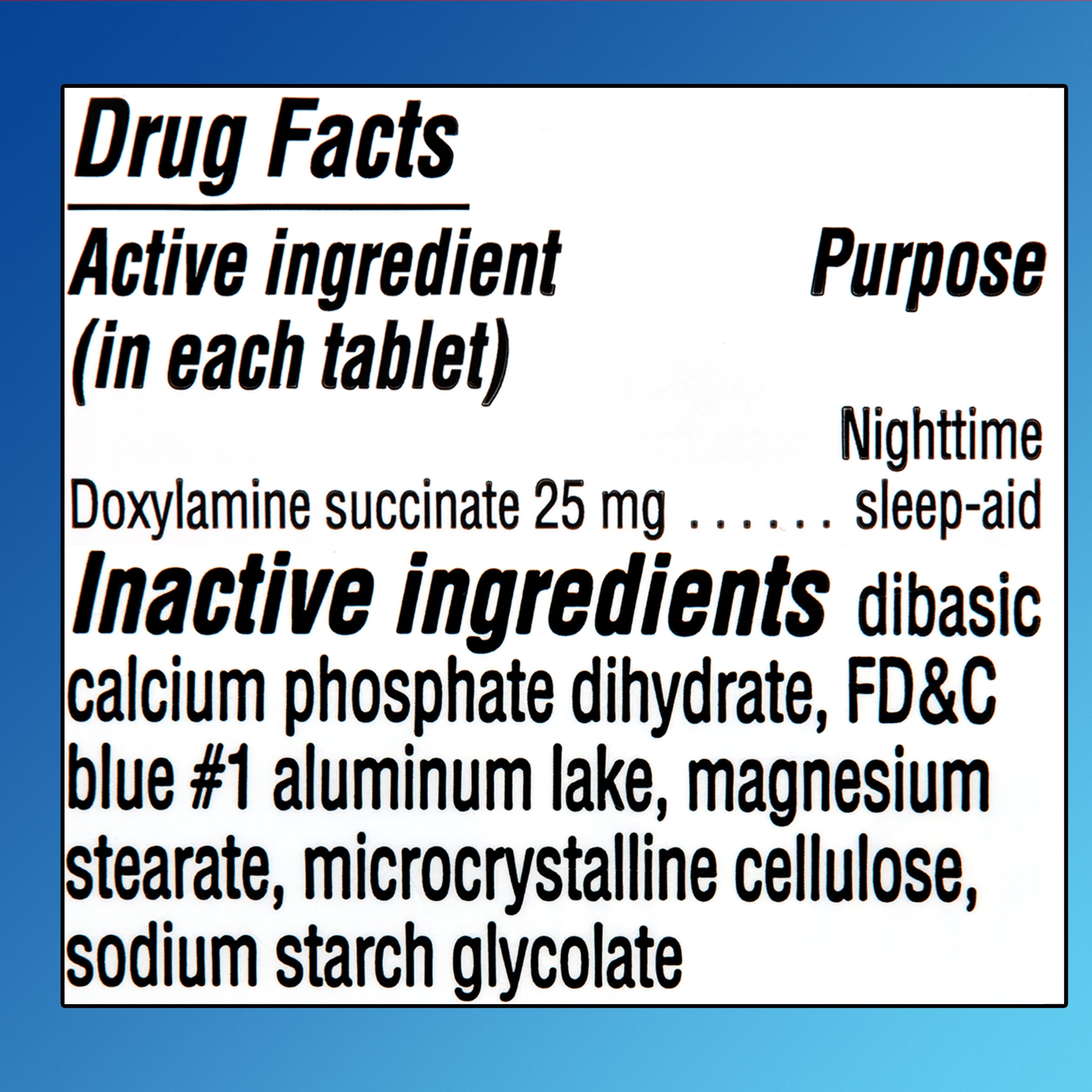 EQUATE 25MG DOXYLAMINE SUCCINATE NIGHTTIME SLEEP SUPPORT SUPPLEMENT 32 COUNT TABLETS FOR RESTFUL SLEEP
