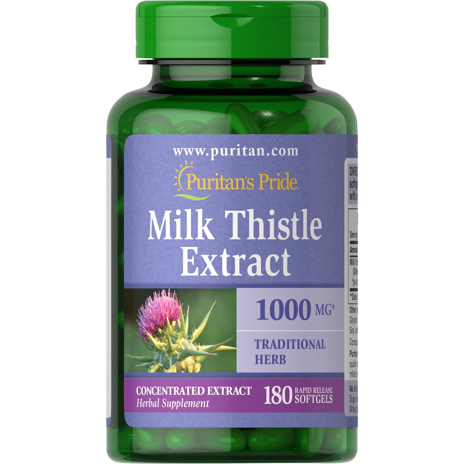 PURITAN'S PRIDE MILK THISTLE 4:1 EXTRACT 1000MG SOFTGELS 180CT