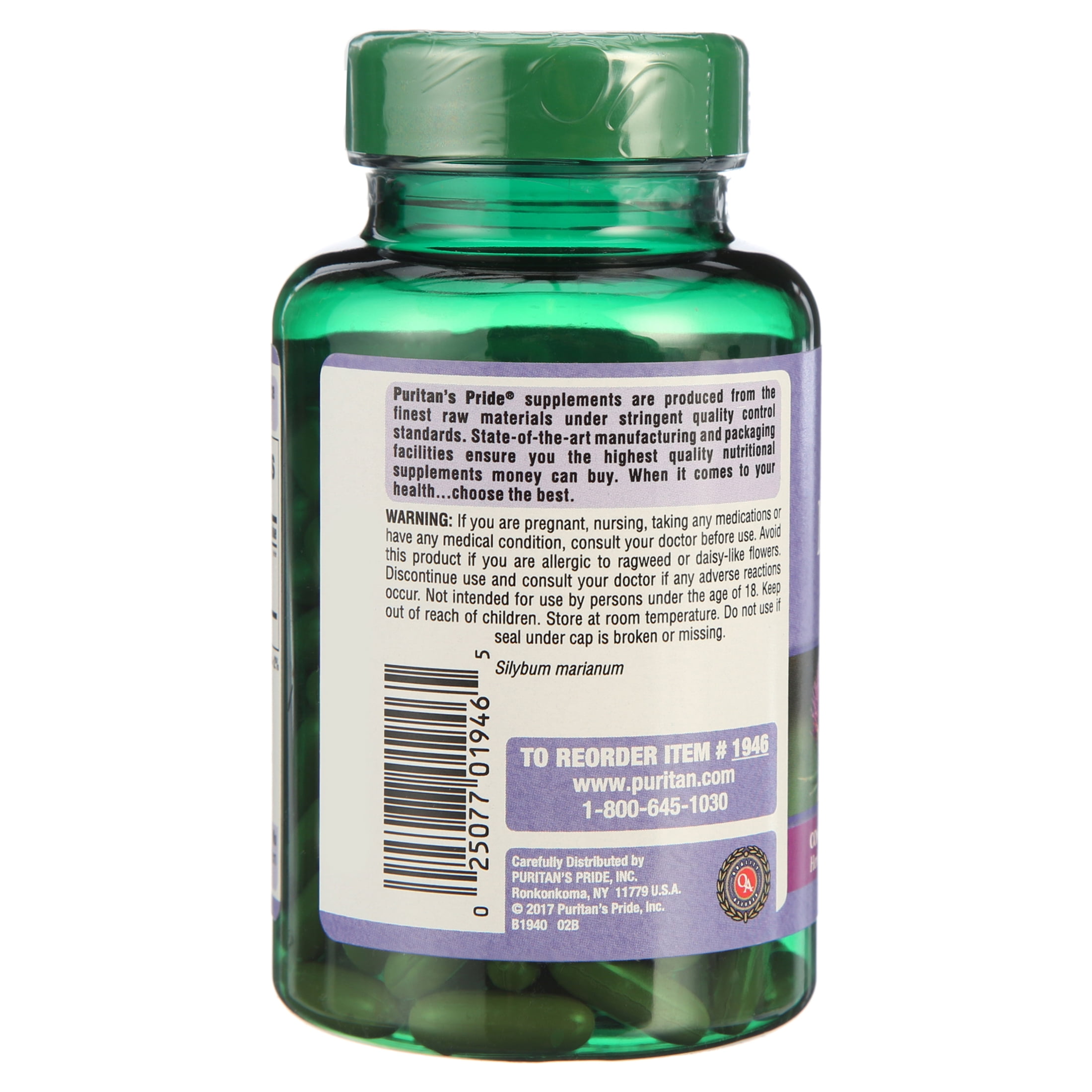 PURITAN'S PRIDE MILK THISTLE 4:1 EXTRACT 1000MG SOFTGELS 180CT
