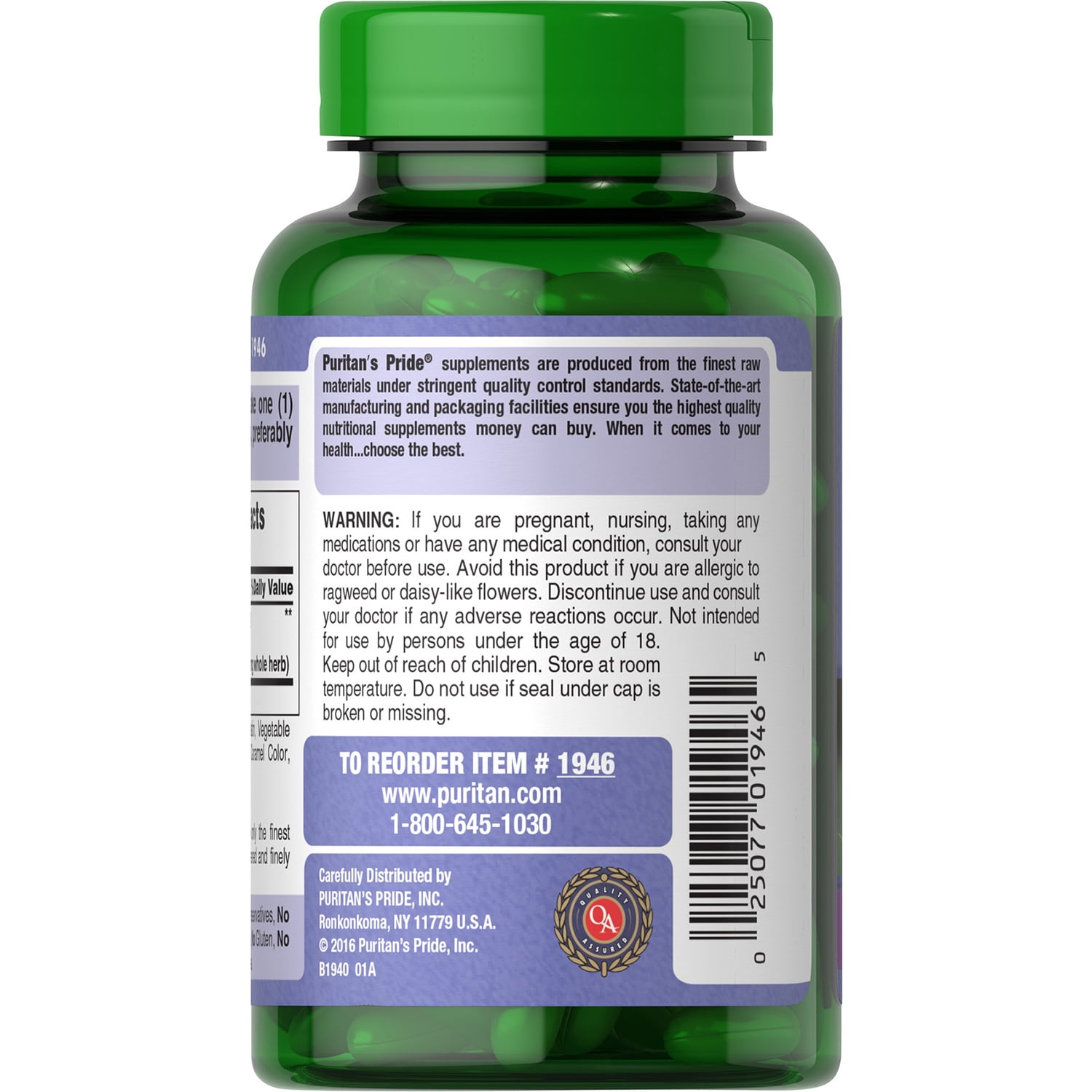 PURITAN'S PRIDE MILK THISTLE 4:1 EXTRACT 1000MG SOFTGELS 180CT