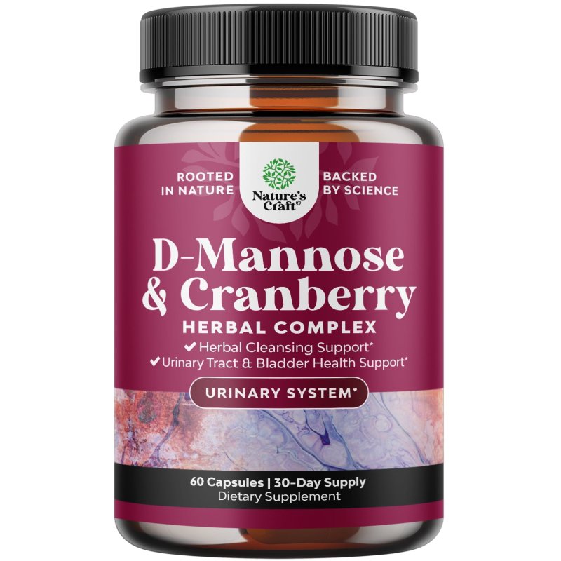 D-MANNOSE CRANBERRY EXTRACT CAPSULES 1000MG WITH HIBISCUS DANDELION KIDNEY CLEANSE URINARY TRACT HEALTH WOMEN - 1 MONTH