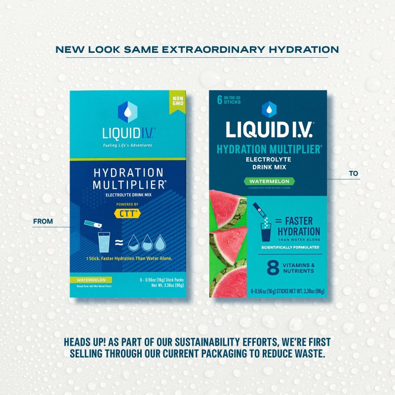 LIQUID I.V. WATERMELON HYDRATION MULTIPLIER POWDERED ELECTROLYTE DRINK MIX 6 COUNT PACKETS