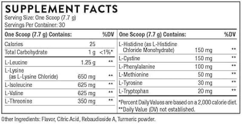 THORNE AMINO COMPLEX EAA BCAA POWDER FOR PRE POST-WORKOUT LEAN MUSCLE ENERGY NSF CERTIFIED SPORT 30 SERVINGS LEMON FLAVOR