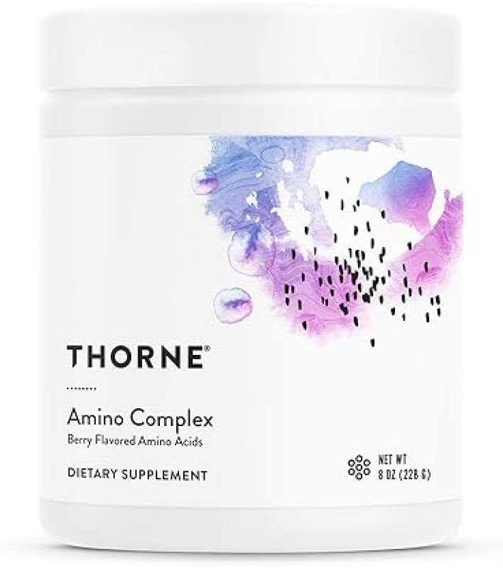 THORNE AMINO COMPLEX: EAA BCAA POWDER PRE POST-WORKOUT LEAN MUSCLE ENERGY NSF CERTIFIED SPORT - 30 SERVINGS - 8.0 OZ - BERRY FLAVOR.