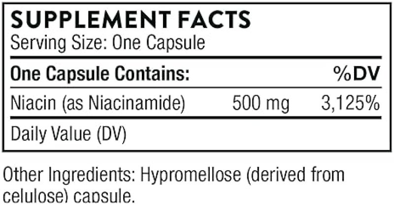 THORNE NIACINAMIDE 500MG NIACIN NON-FLUSHING VITAMIN B3 JOINT SKIN HEALTH RESTFUL SLEEP GLUTEN-FREE 180 CAPSULES
