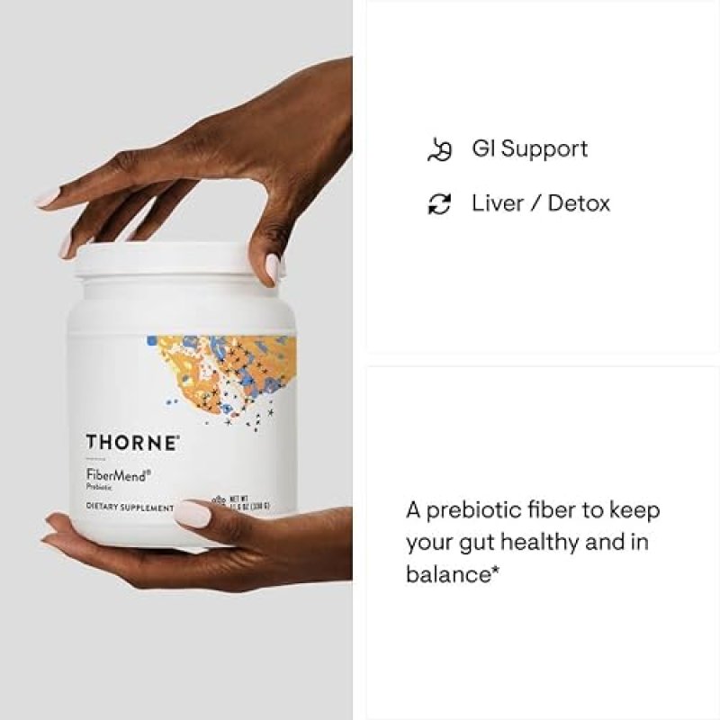 THORNE FIBERMEND PREBIOTIC FIBER POWDER FOR REGULARITY AND BALANCED GUT FLORA 11.6 OZ