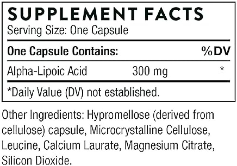 THORNE ALPHA LIPOIC ACID 300MG SUPPLEMENT FOR LIVER DETOX ANTIOXIDANT SUPPORT NERVE HEALTH MENTAL SHARPNESS 60 CAPSULES
