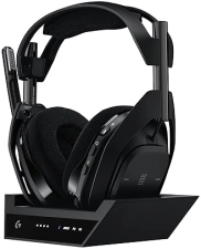 LOGITECH G ASTRO A50 X OMNI WIRELESS GAMING HEADSET BASE STATION PS5 XBOX PC PLAYSYNC VIDEO AUDIO SWITCHER HDMI 2.1 4K 120HZ VRR 24 BIT 48 KHZ 24HR BATTERY 2.4GHZ BT BLACK