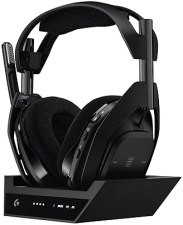 LOGITECH G ASTRO A50 X OMNI WIRELESS GAMING HEADSET BASE STATION PS5 XBOX PC PLAYSYNC VIDEO AUDIO SWITCHER HDMI 2.1 4K 120HZ VRR 24 BIT 48 KHZ 24HR BATTERY 2.4GHZ BT BLACK
