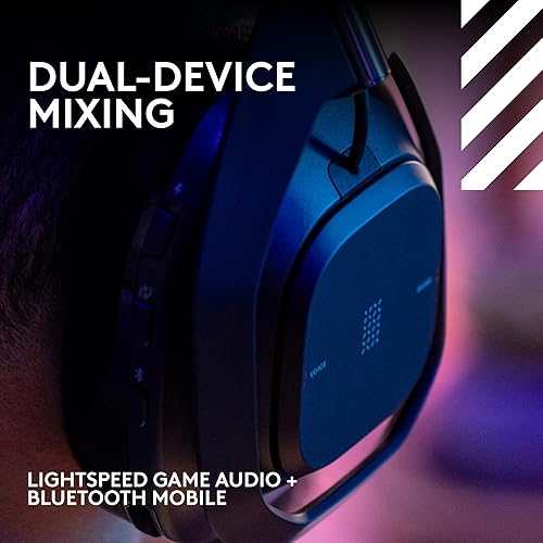 LOGITECH G ASTRO A50 X OMNI WIRELESS GAMING HEADSET BASE STATION PS5 XBOX PC PLAYSYNC VIDEO AUDIO SWITCHER HDMI 2.1 4K 120HZ VRR 24 BIT 48 KHZ 24HR BATTERY 2.4GHZ BT BLACK