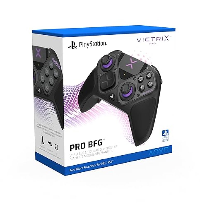 PDP VICTRIX PRO BFG WIRELESS GAMING CONTROLLER PS5 PS4 PC MODULAR ESPORTS GAMEPAD REMAPPABLE BUTTONS CUSTOMIZABLE TRIGGERS PADDLES D-PAD FIGHTPAD PC APP BLACK